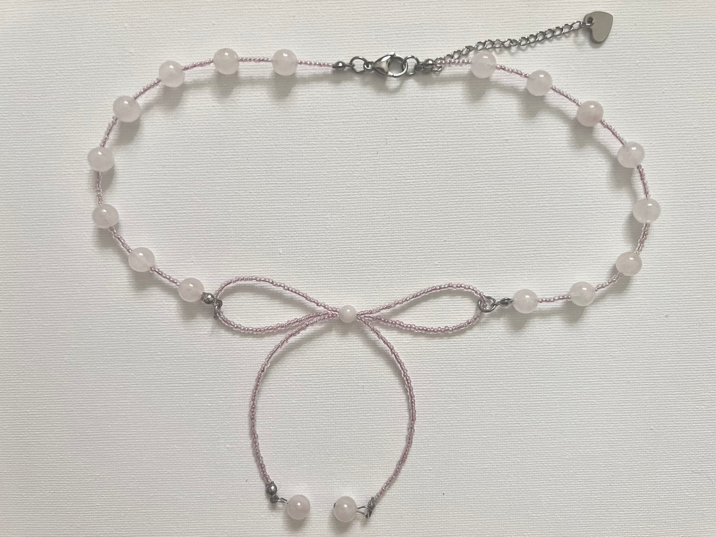 Rose Quartz Ribbon Necklace