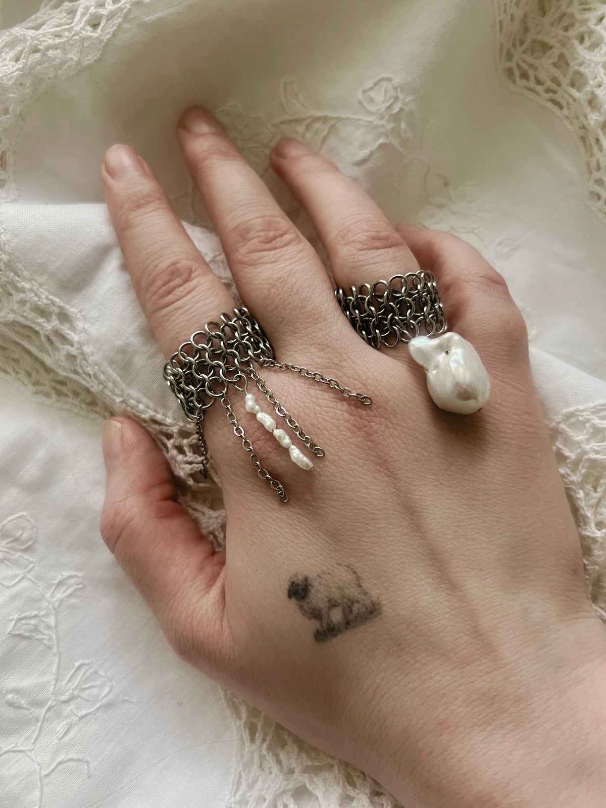 Pearly Chainmaille Ring