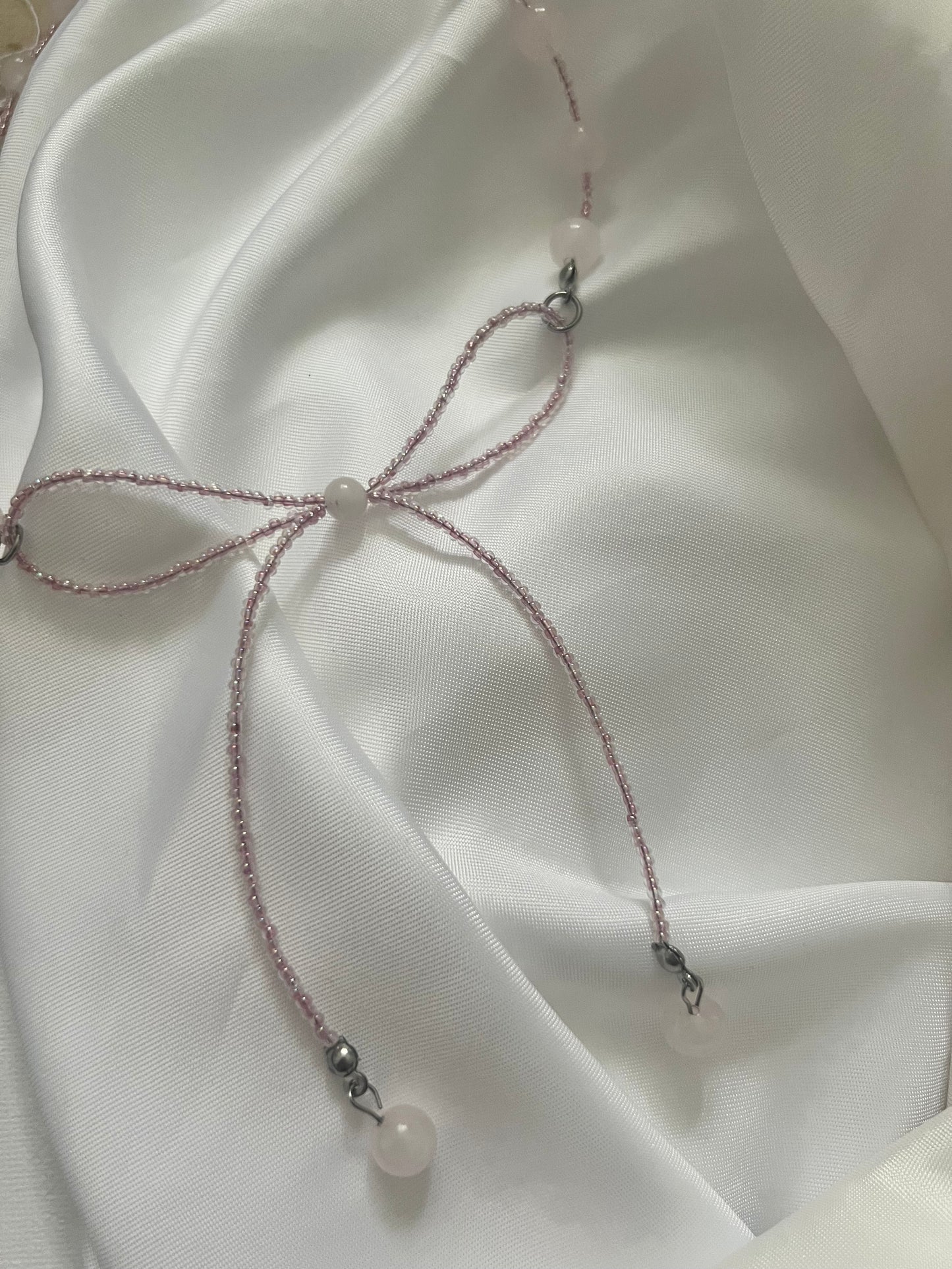 Rose Quartz Ribbon Necklace