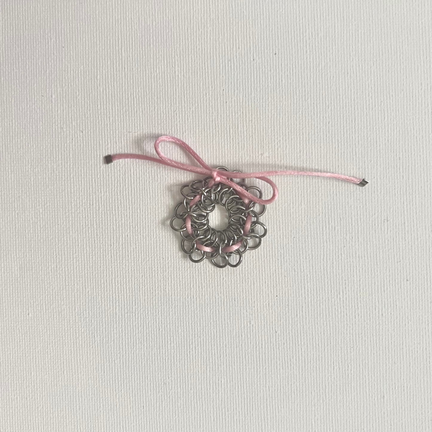 Chainmaille Ribbon Ring Pink